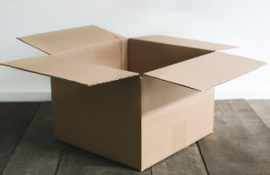 stock photo of an open cardboard box to be used for dog enrichment